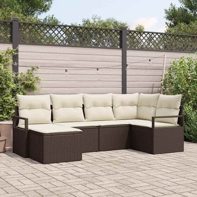 vidaXL Bankstel 6 st Bruin poly rattan