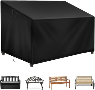 Famanu - Tuinbankhoes, 2-zits, waterdicht, weerbestendig, 500D Oxford, heavy duty, beschermhoes voor tuinbank, afdekking, winterbestendig, 134 x 66 x 63/89 cm