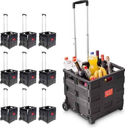 10x boodschappentrolley - krat op wielen - tot 35 kg - opvouwbaar - trolley