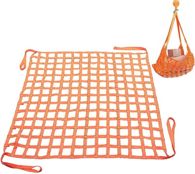 Laad Hefnet - Vrachtnet Gordelband - Veilig Lading Tillen - Sterk Polyester Materiaal - 100 x 100 cm - Oranje