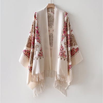 Écharpe en Cachemire Chaud d'Hiver pour Femmes Broderie Pashmina Couverture Châle Épais Enveloppement Foulard Mode Bufanda Écharpe Poncho gray