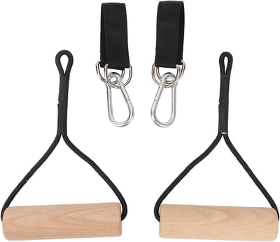 Houten Gymnastiekringen - Krachtringen Fitness - Kracht Training - Draagbare Handgrepen - 16 x 16 x 6 cm - Natuurlijk Hout