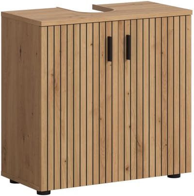 Wastafelkast in Artisan Oak - Stijlvolle Badkamer Opbergkast met 2 Deuren - 60x59x30cm