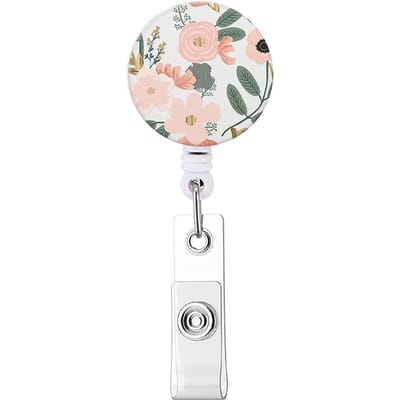 Creatieve Bloem Uittrekbare Verpleegkundige Badgehouder Badge Reel Clip Bloem Studenten Naamlabel ID-Kaarthouder Lanyards Accessoires white