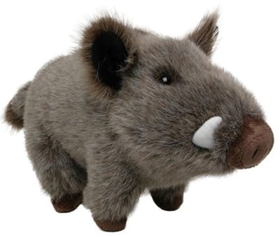 Nature Planet Knuffeldier wild zwijn - zachte pluche stof - veel details - grijs - 15 cm - Cadeau - Kinderen - Bosdieren