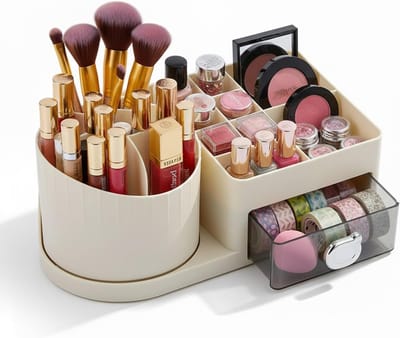Multifunctionele Bureau Organizer met 15 Compartimenten en 1 Lade, Draaiende Pennenhouder voor Kantoor, School en Cosmetica, Ideaal voor Thuisgebruik