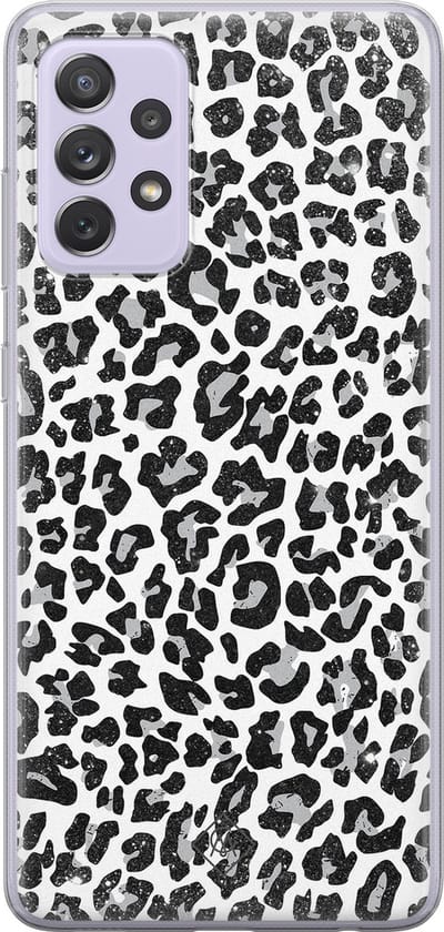 Casimoda® hoesje - Geschikt voor Samsung A72 - Luipaard Grijs - Backcover - Siliconen/TPU - Grijs