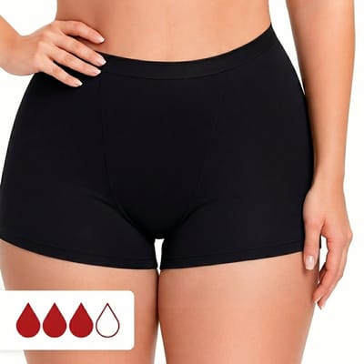 Menstruatie Ondergoed 4-laags Lekvrij Zwart - Tot 12 uur Lekvrij - Incontinentie Ondergoed - Absorberende Boxershort - Onderbroek - Period Underwear - Boxer - Boyshort