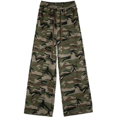 Pantalon de travail camouflage automne et hiver nouveau style ample taille haute amincissant sol pantalon large jambe imprimé pantalon de sport jambe droite pantalon décontracté XL black
