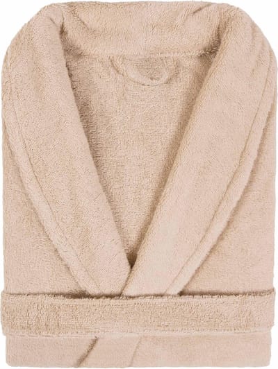 Badjas Badstof Uni Pure Royal met Shawlkraag Beige Zand col 2610 Maat XXL