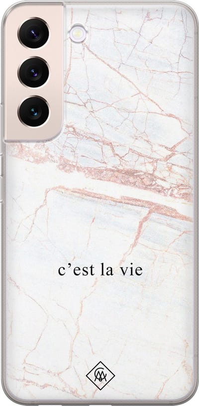 Casimoda® hoesje - Geschikt voor Samsung S22 Plus - C'est La Vie - Backcover - Siliconen/TPU - Bruin/beige