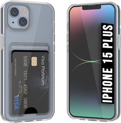 Casemania Hoesje Geschikt voor Apple iPhone 15 Plus - Transparant - Siliconen Back Cover met Kaarthouder