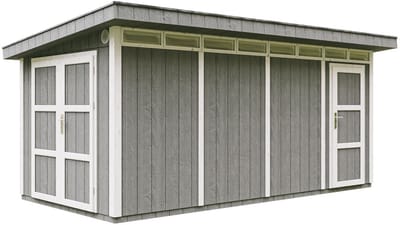 Timbela M905C-CAVERN STEEL - LP SmartSide Tuinhuis op houtbasis - 11,47 m² - 530x279xH237 cm - met vloer en verf