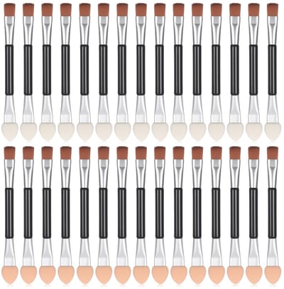 Dailygoods- Oogschaduwkwasten Set - 30 Dubbelzijdige Applicators - Make-upkwasten - Sponskop - Zwart - Hoogwaardige Materialen - Make-up Applicator