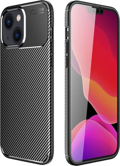 Luxe TPU Carbon Bescherm-Hoes geschikt voor iPhone 14 PLUS 6.7 Zwart