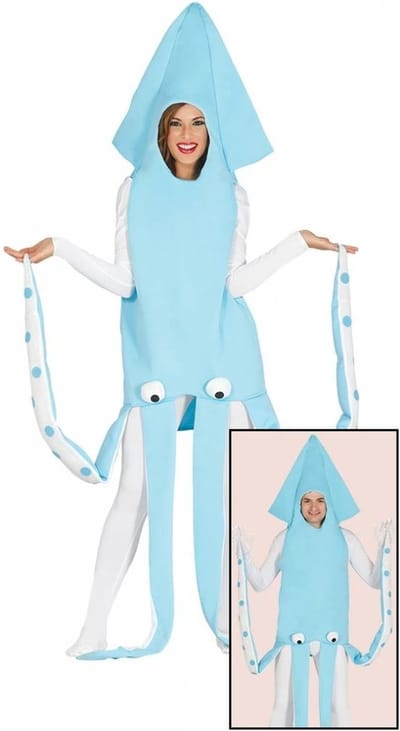 Fiestas Guirca - Volwassenkostuum Inktvis blauw wit - L (52-54) - Carnavalskleding - Carnaval - carnavalskleding 2027 - Carnaval kostuum