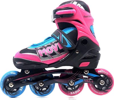 MOVE Fast girl - Inline skates voor kind - Roze - Maat 38-41 - Verstelbaar - Cadeau - Skeelers
