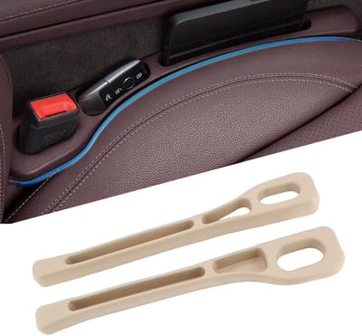 Universele Auto Zitplaats Gap Vuller 2-Pack, Organizer met Telefoonhouder en Blokkering voor Voorkomen van Vallen van Voorwerpen, Beige Kleur en Praktisch Ontwerp