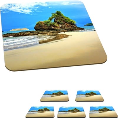 Onderzetters voor glazen - Paradijs op het strand van Costa Rica - 10x10 cm - Glasonderzetters - 6 stuks