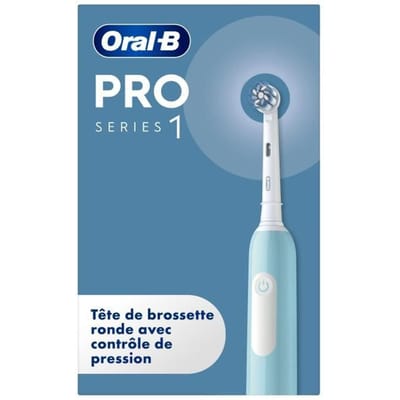 Oral-B Pro Series 1 Brosse a dents électrique bleue, Sensitive Clean, 1 Brossette, Capteur de pression pour protéger les gencives