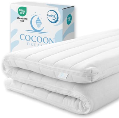 Topmatras - 120x200 - Topper HR Koudschuim - 9cm - Afritsbaar Wasbaar Tijk - Orthopedisch - Anti-allergisch - Medium hardheid - Hybrid - Topdekmatras - Topper Hotel XL - Anti Bacterieel - CertiPUR® en Okoetex gecertificeerd