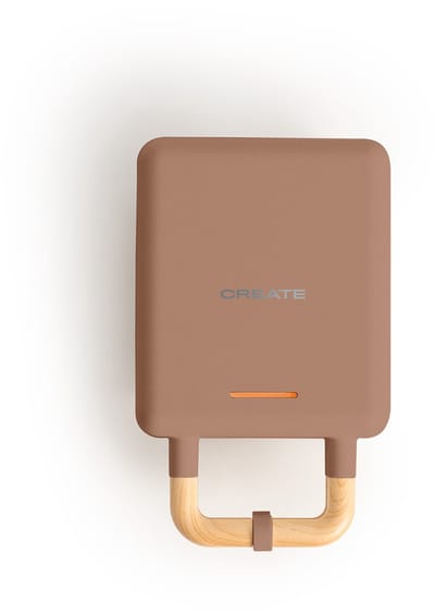 CREATE - Tosti-ijzer, grill en wafelijzer met verwisselbare platen - Mokka - Individueel - STONE STUDIO