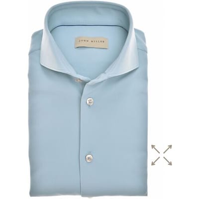 John Miller Overhemd Slim-Fit Plain Hyperstretch Aqua Pearl / male