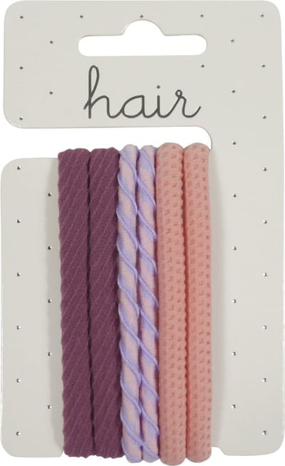 Nylon Elastiek Fantasie Model - Paars/Lila/Zalm - 6 stuks