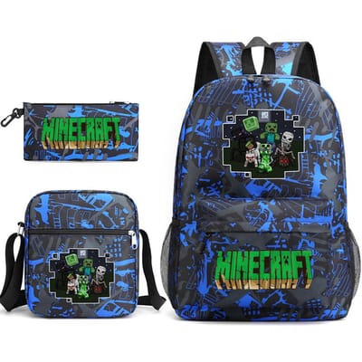 Minecraft Schooltas Game Merchandise Student Grote Capaciteit Print Drie Delige Schooltas Mannen En Vrouwen Three-piece set