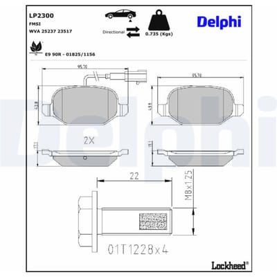 Remblokset DELPHI LP2300, achter
