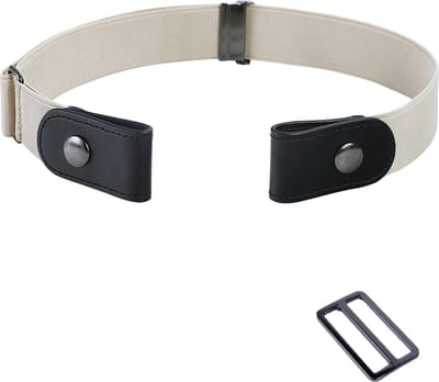 Fako Fashion - Riem Zonder Gesp - Gespvrije Riem - Elastische riem - Rekbare Riem - Broekriem Zonder Gesp - Stretch Riem - Zwangerschapsriem - Crème
