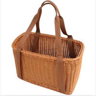 "Boodschappenmand Rotan Rieten Mand met Handvat – Gevlochten Opbergmand voor Keuken, Fruit, Groenten & Levensmiddelen"