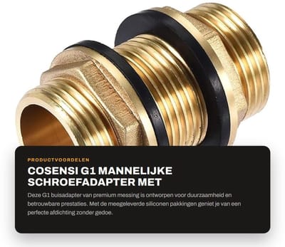Dailygoods - G1 Mannelijke Schroefadapter met Siliconen Pakkingen