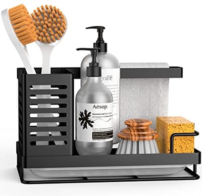 Multifunctionele Gootsteen Caddy - Roestvrijstalen Organizer voor Spons, Zeep en Vaatdoeken