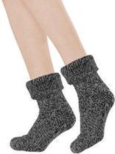 Wollen huissokken met anti-slip antraciet 35-40