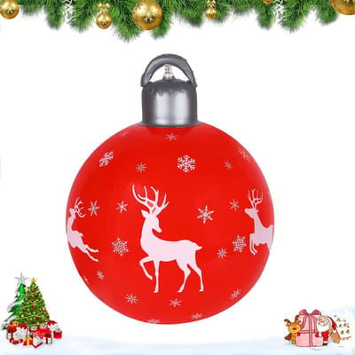 Grote Opblaasbare Kerstbal 16 Inch voor Buiten, PVC Kerstversiering met Hertenprint, Perfect voor Feestdecoratie en Kerstmis Decoratie