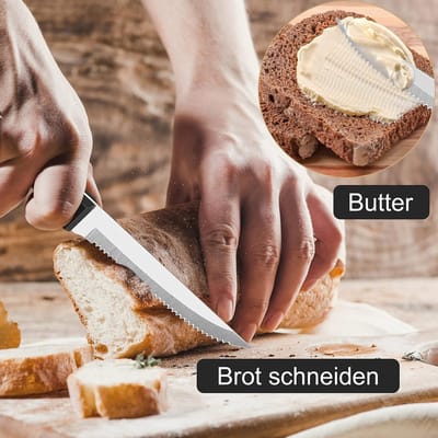 Dailygoods- Steakmessen Set - 6 Stuks Gekarteld - Roestvrij Staal - Vaatwasserbestendig - Ergonomisch Handvat - Premium Kwaliteit - Keukenmessen