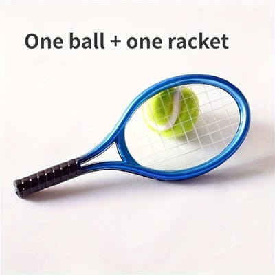 Ensemble de 2 raquettes de tennis de poupée créatives avec balles - Équipement de sport miniature pour maisons de poupées, comprend un sac à cordon bleu - Cadeau de vacances parfait 2pcs/set bleu