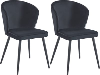 Colenis® - Curve Eetkamerstoel - Set Van 2 - Zwart - Velvet - Zwarte Poten