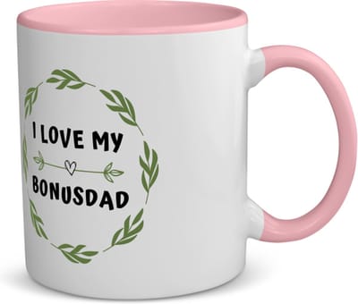 Akyol - i love my bonusdad koffiemok - theemok - roze - Papa - liefste bonusvader - vader cadeautjes - vaderdag - verjaardag - geschenk - kado - 350 ML inhoud