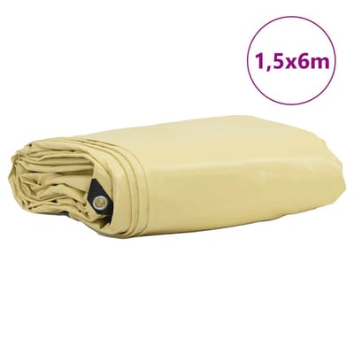 vidaXL - Zeil - 650g - / - m² - Beige - 1,5 - x - 6 - m - Canvas - met - PVC-coating