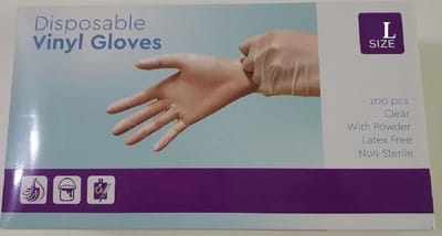 Handschoenen Wegwerp Clear Gepoederd Vinyl Large 100 Stuks - Maat L - (Latex Vrij!)