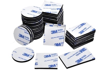 Dubbelzijdige schuimrubberen pads, 110 stuks, zwart, zelfklevend, dubbelzijdig, rechthoekig, vierkant en rond, voor muren, vloeren, deuren, kunststof, glazen en metaal, extra sterk plakband