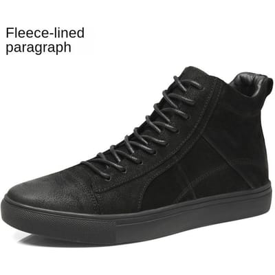 Laag Leer Lente en Herfst Trends Mode Leerschoenen Sport Casual Schoenen Grote Maten Herenschoenen Britse Hoge Sneakers Heren Board Schoenen Heren 44 black