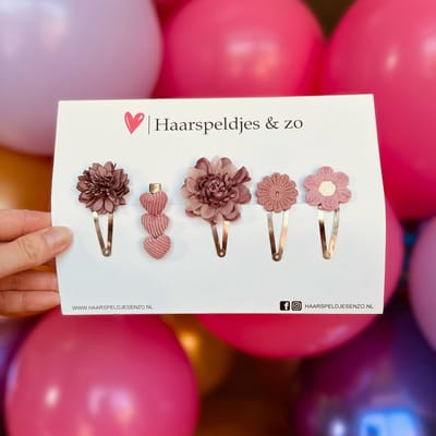 Try-out mix - mix van verschillende speldjes - bloemetjes - 5 cm speldjes - paars