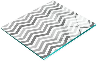 Keukenplank van gehard glas met decoratieve grijze zigzagafbeelding, 60x52 cm