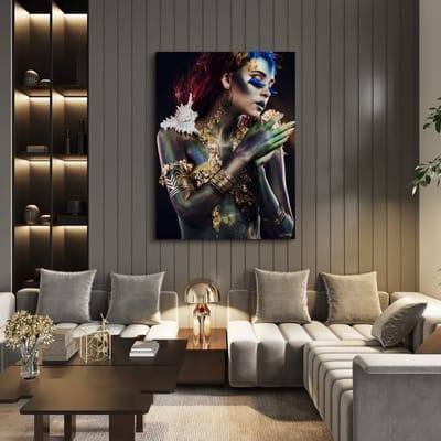 Luxe Canvas Schilderij Gold Girl | 40x60 | Woonkamer | Slaapkamer | Kantoor | Muziek | Design | Art | Modern | ** 4CM DIK! 3D EFFECT**