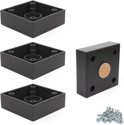 Zwarte vierkante meubelpoten met viltglijders, 2,5 cm hoog, set van 4