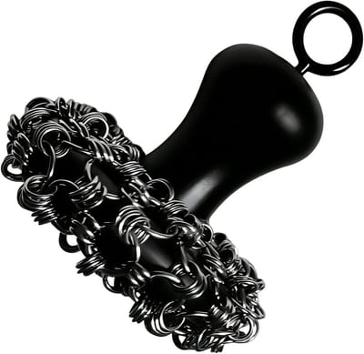 Gietijzeren reiniger - Metalen schrobber - Keuken schoonmaken - Ergonomische handgreep - 10 x 10 x 10 cm - Zwart