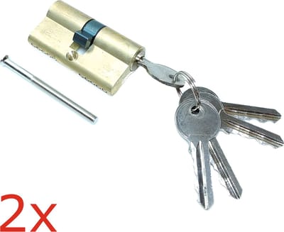 2x Messing Euro Cilinderslot Profielcylinder 60 mm inclusief 5 Sleutels deurcilinder slot